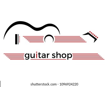 guitar shop - vector logo with guitar
