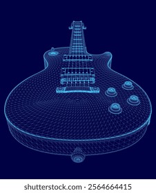 Guitar is shown in a blue color. The guitar is a vintage style electric guitar