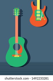 GUITAR SHOWROOM VECTOR GRAPHIC ILLUSTRATION