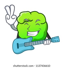 With guitar shrub mascot cartoon style