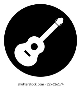 Guitar sign button on white background. Vector illustration.