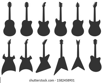 Guitar Silhouette Acoustic Jazz Guitars Musical Stock Vector (Royalty ...