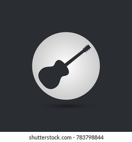 Guitar silhouette circle icon vector, Acoustic musical instrument sign