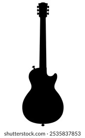 Guitar silhouette. Electric guitar on white background. Vector monochrome illustration. Musical Instrument.