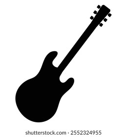 Guitar Silhouette with Elegant Shape Against a Plain Background