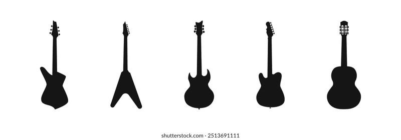 Guitar silhouette icon. 
Music instrument symbol.