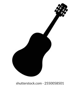 Guitar Silhouette Icon for Music and Rock Themes