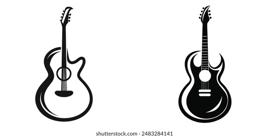 Guitar silhouette line art vector