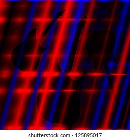 Guitar silhouette on abstract colorful background