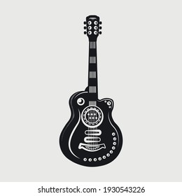 Guitar Silhouette Printable Vector Design