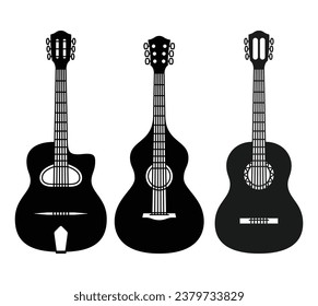 Guitar, Silhouette Rock Music flat vector