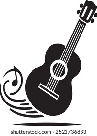 guitar silhouette vector style with white background