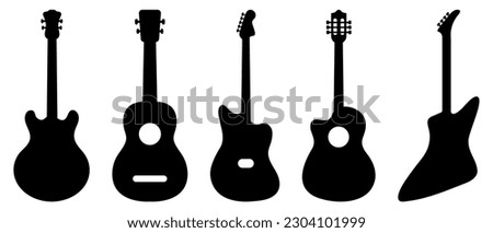 Guitar silhouettes icons. Design for web and mobile app. Vector illustration isolated on white background
