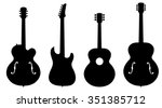 Guitar Silhouettes. Vector Illustration of Various Types of Guitar Silhouettes