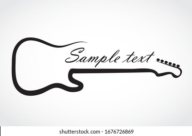 línea de esquema simple y elegante de guitarra con texto escrito