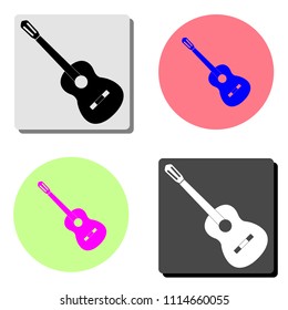 Guitar. simple flat vector icon illustration on four different color backgrounds