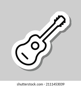 Guitar simple icon. Flat desing. Sticker with shadow on gray background.ai