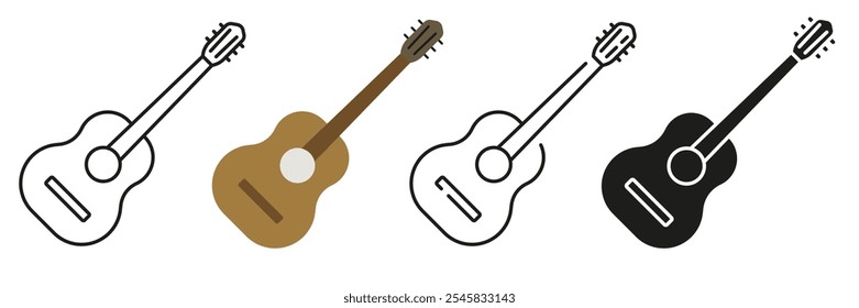 Guitar. A simple set of musical instruments. Images of guitars in different styles. EPS 10.