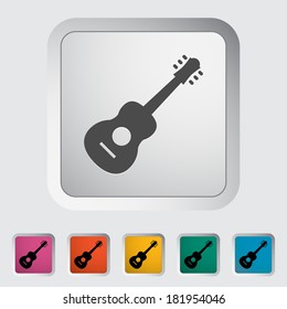 Guitar. Single flat icon on the button. Vector illustration.