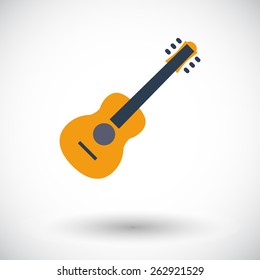 Guitar. Single flat icon on white background. Vector illustration.