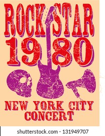 guitar skull megaphone rock star vector art