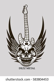 guitar with skull and wings, concept