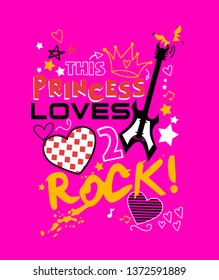 guitar slogan design print