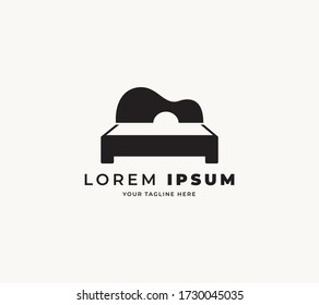 guitar and sofa bed logo design vector