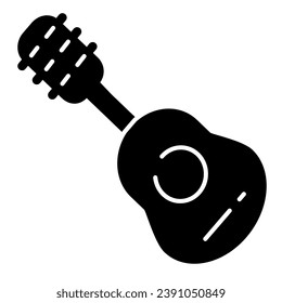 Guitar solid icon. String instrument vector illustration isolated on white. Musical instrument glyph style design, designed for web and app. Eps 10