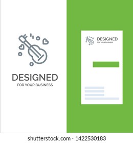 Guitar, Song, Music, Love Grey Logo Design and Business Card Template