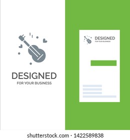 Guitar, Song, Music, Love Grey Logo Design and Business Card Template