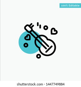 Guitar, Song, Music, Love turquoise highlight circle point Vector icon