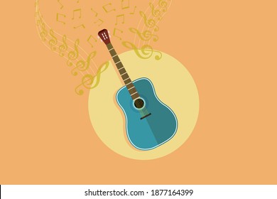guitar sound with music notes background creative design for backgrounds, banners, posters, musical adds, vector illustration.