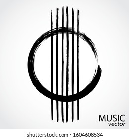 guitar soundhole black calligraphy painting