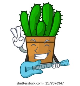 With guitar spurge cactus plant isolated on mascot