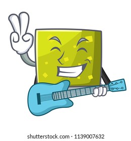 With guitar square mascot cartoon style