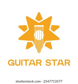 guitar star flat minimalist logo design