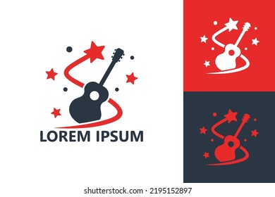 Guitar star logo template design vector