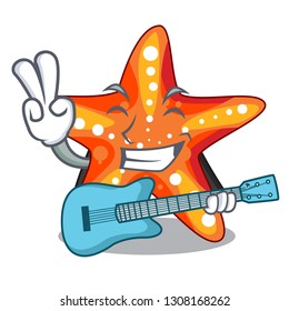 With guitar starfish isolated with in the cartoons