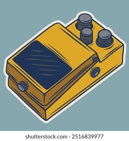 Guitar stompbox effect pedal vector illustration