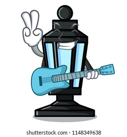 With guitar street lamp mascot cartoon