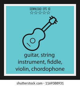 guitar, string instrument, fiddle, violin  vector icon