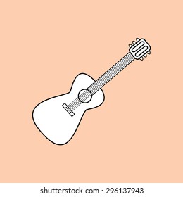The guitar is a stringed musical instrument. Classical guitar symbol