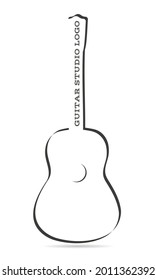 Guitar studio logo vector illustration. Classic acoustic guitar isolated on white background. 