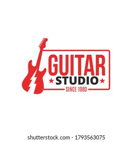 guitar studio and guitar shop logo template