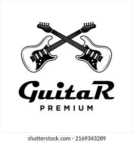 Guitar stylized icon vector illustration. guitar design element logotype premium luxury