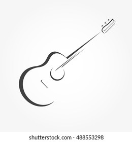 Guitar stylized icon vector. SImple lines acoustic guitar  design element.