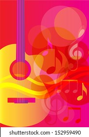 Guitar. Summer song. Melody. Background. Vector illustration 