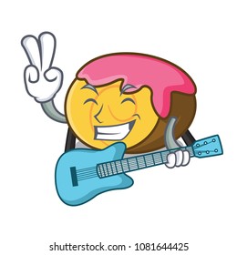 With guitar swiss roll mascot cartoon