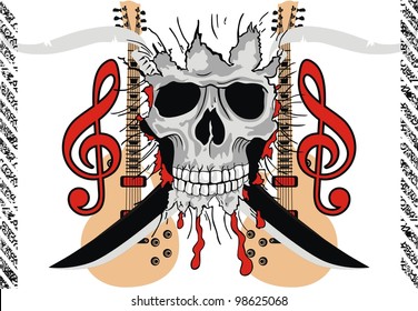 guitar sword skull